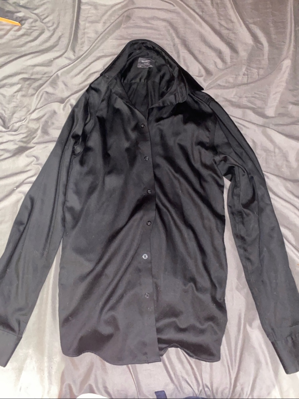 Men's Long-Sleeve Black Dress Shirt — Sleek Button-Up